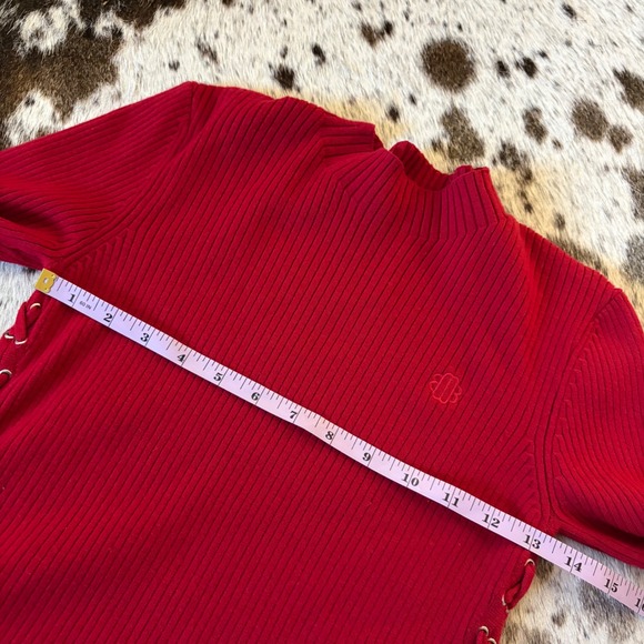 MAJE Manuello lace-up mock-neck stretch-knit jumper Wool Blend Top Sz 2 US M - Picture 11 of 12